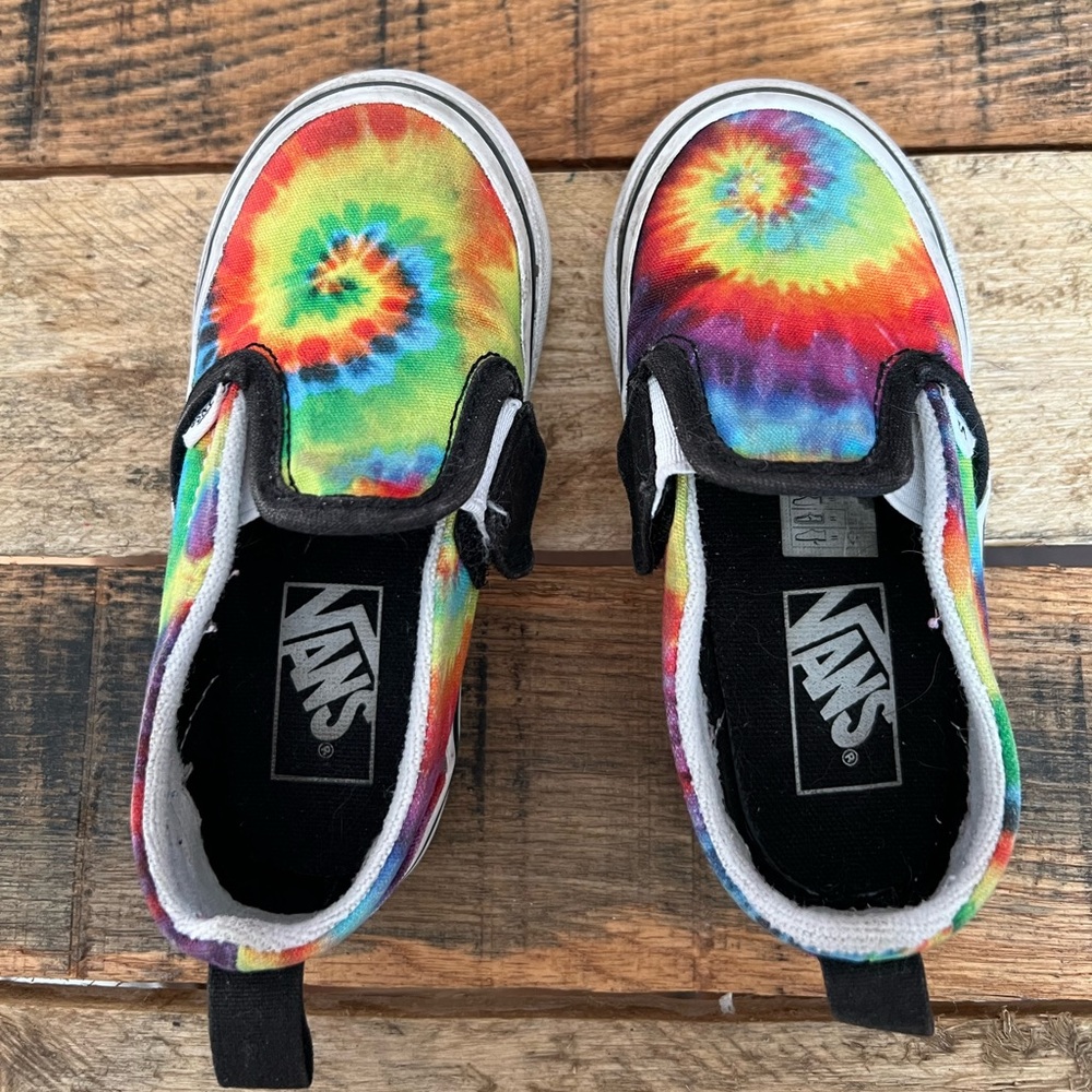 VANS Toddler Size 8 Tie Dye Velcro Slip Ons